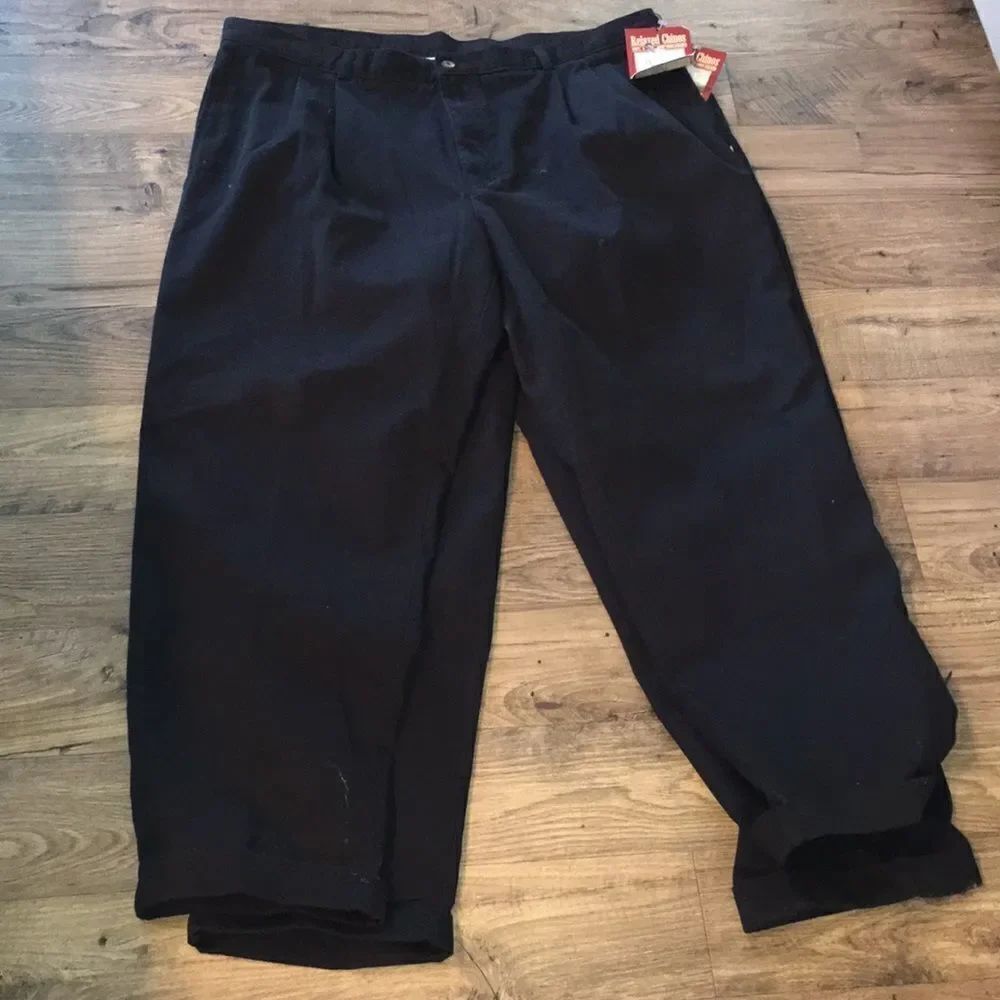 New with tags Farah Brand mens Relaxed fit Black chino cuffed work pants 42x30